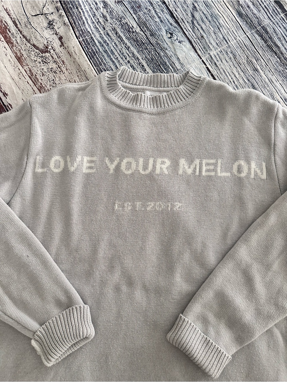 Love Your Melon Light Gray Logo Knit Sweater - Picture 4 of 9